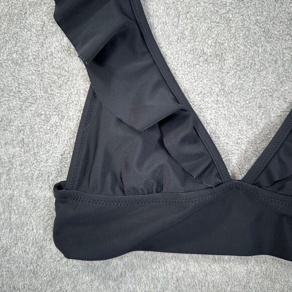 Aerie Triangle Ruffle Strap Bikini Swim Top Women's Small Black Beach Vacation - Picture 3 of 7
